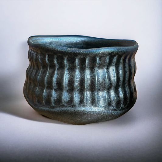 Texturized Black and Blue Matcha Bowl - River & Stone Tea