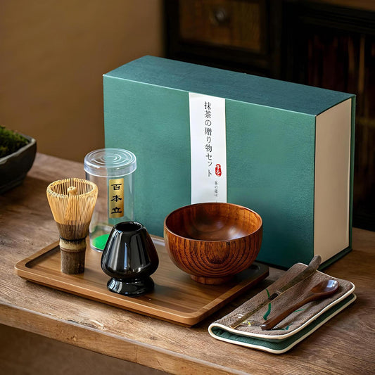 Elegant Dark Wood Matcha Gift Set