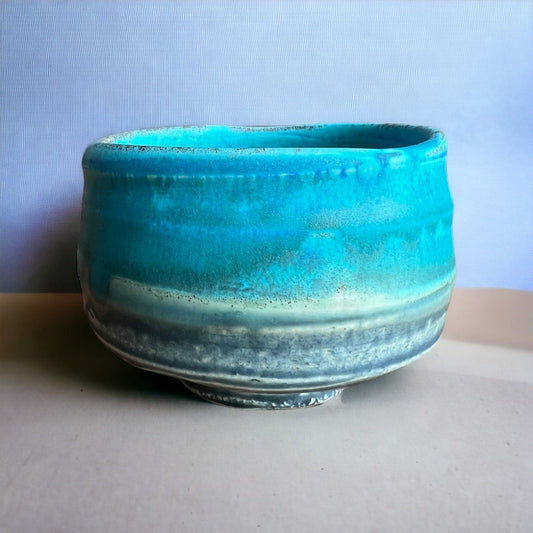 Straight shot of Aquamarine matcha bowl.